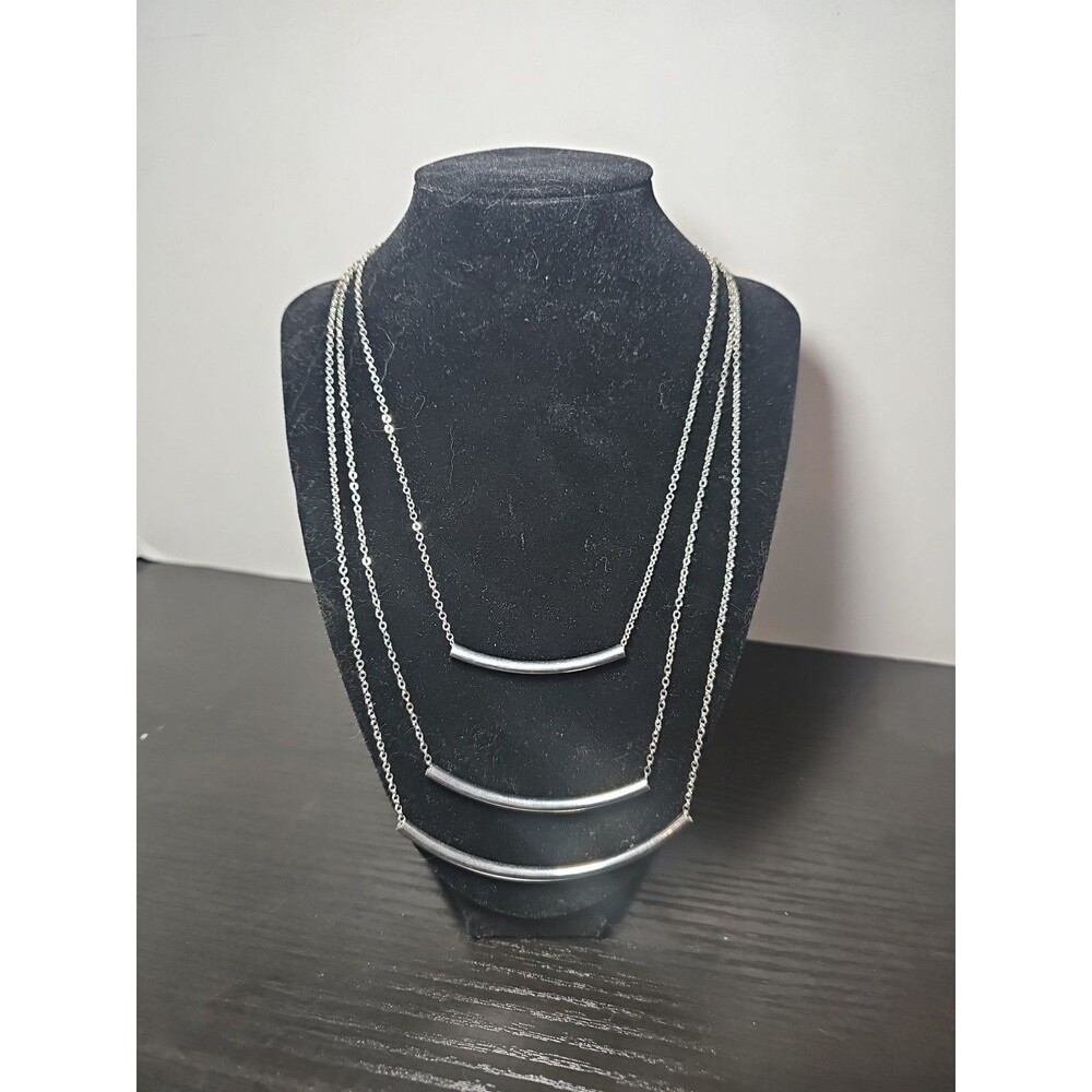 Women's 3 Tiered Silver Toned Necklace